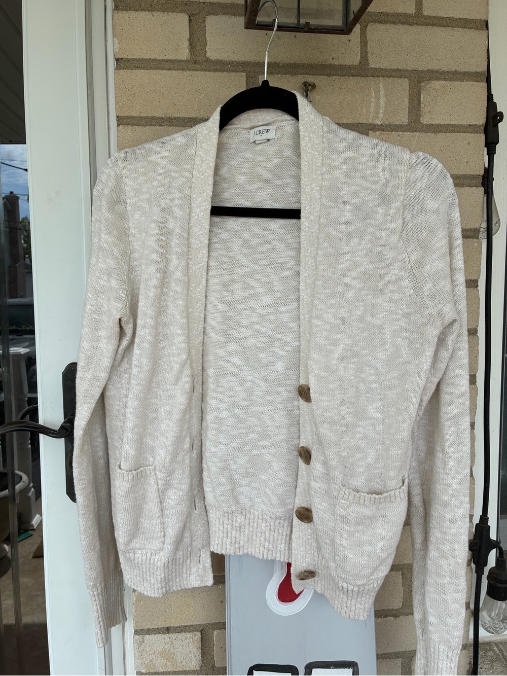 J. Crew Cream Button Front Open Cardigan